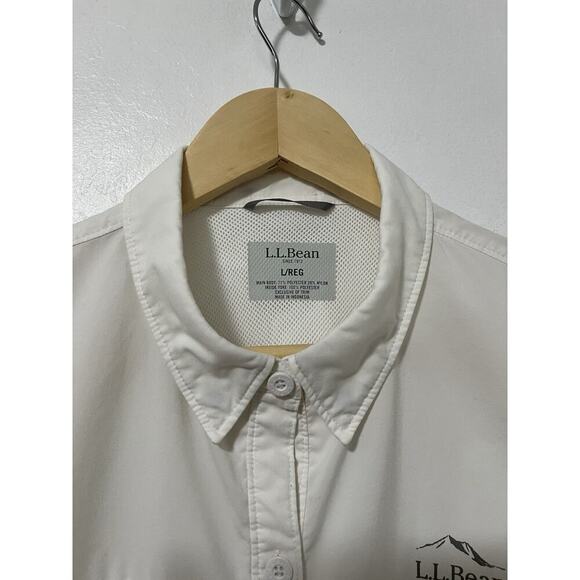 LL Bean Womens Tropicwear Button Down Long Sleeve Shirt Size L White UPF 50+ - Picture 8 of 10